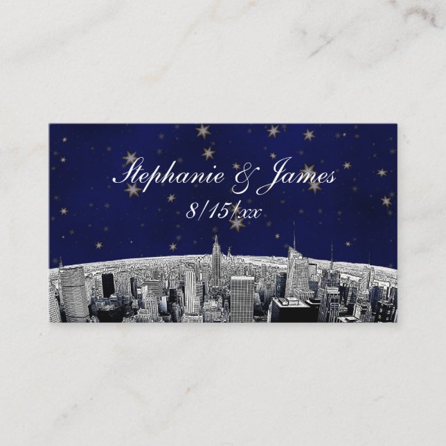 Tarjeta de Escordancia Etched NYC Skyline 2 Blue G (Anverso)