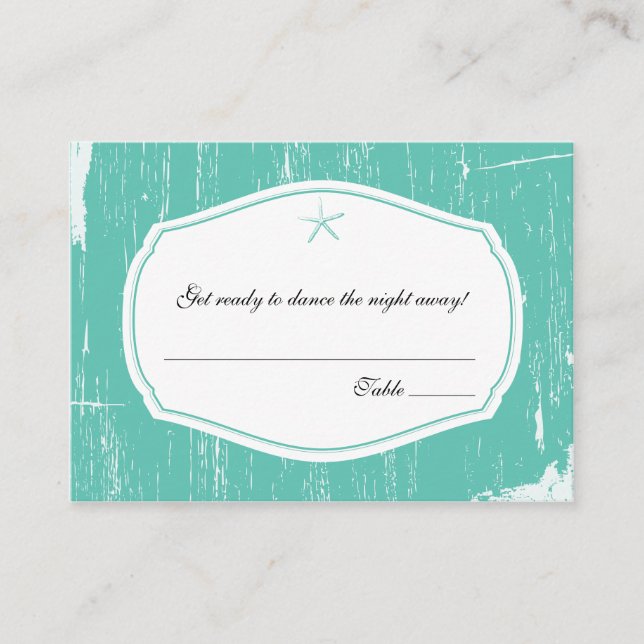 Tarjeta de Escort/Asiento Boda Rústico de Starfish (Anverso)