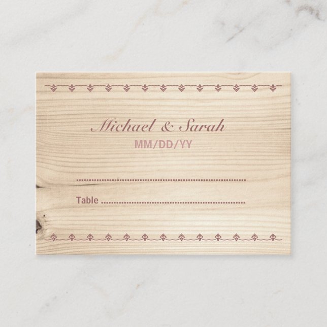 Tarjeta de Escort Boda de madera (Anverso)