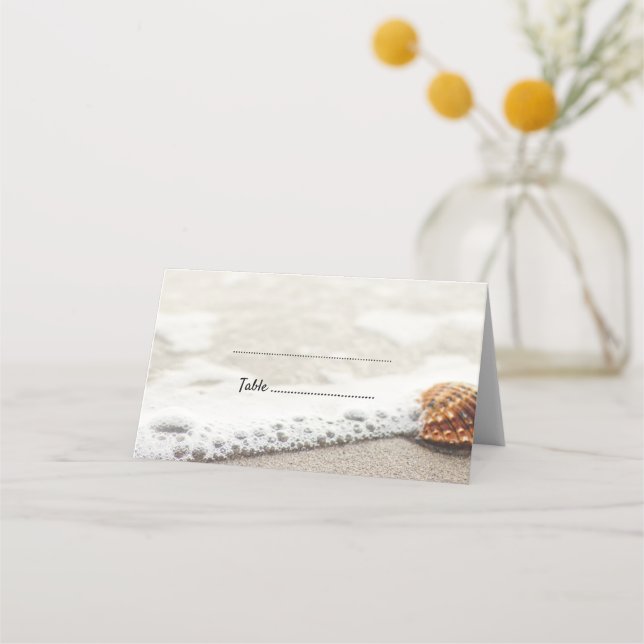 Tarjeta de Escort Boda de Olas de Playa (Anverso)