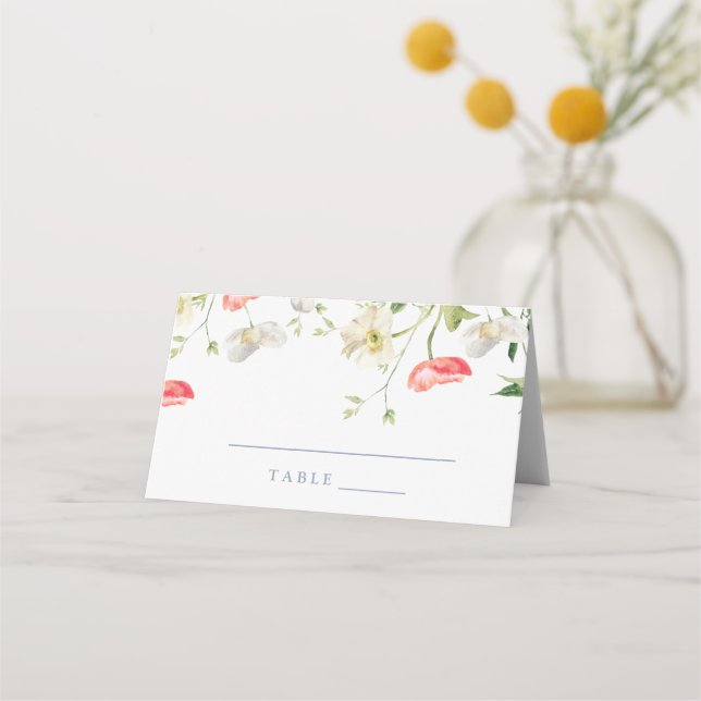 Tarjeta de Escort Boda de Peony floral Primavera (Anverso)