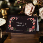 Tarjeta de Escort de Boda Jardín con Encanto de Or<br><div class="desc">Este elegante y caprichoso diseño de jardín floral encantado de fantasía es perfecto para una celebración con temática forestal encantada o para un fiesta de jardín. Este diseño presenta elementos florales rojos y rojos oscuros en un marco de hojas verdes y acentos dorados subió con un fondo rojo-negro. Artículos coincidentes...</div>