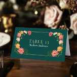 Tarjeta de Escort de Boda Jardín encantada<br><div class="desc">Este elegante y caprichoso diseño de jardín floral encantado de fantasía es perfecto para una celebración con temática forestal encantada o para un fiesta de jardín. Este diseño presenta elementos florales rosas y naranjas en un marco de hojas verdes y acentos dorados sobre un fondo verde. Artículos coincidentes en nuestra...</div>
