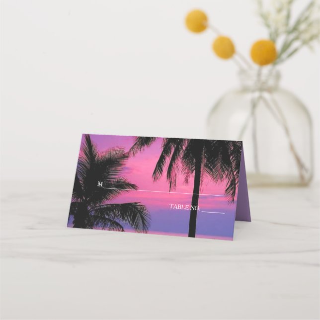 Tarjeta de Escort de boda Place | Noche tropical e (Anverso)