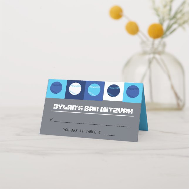 Tarjeta de Escort de mesa de BASEBALL Bat Mitzvah (Anverso)