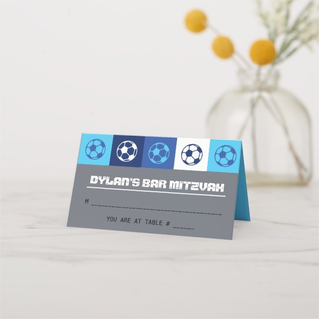 Tarjeta de Escort de mesa de SOCCER Bat Mitzvah (Anverso)