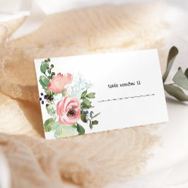 Tarjeta de Escort Eggshell y Rubor Floral Boda