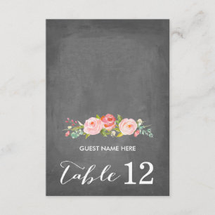 Tarjeta de Escort Rosa Garden Boda Floral Chalkboa