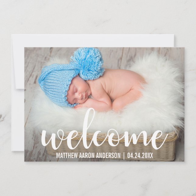 Tarjeta de escritura blanca moderna de Recién naci (Anverso)