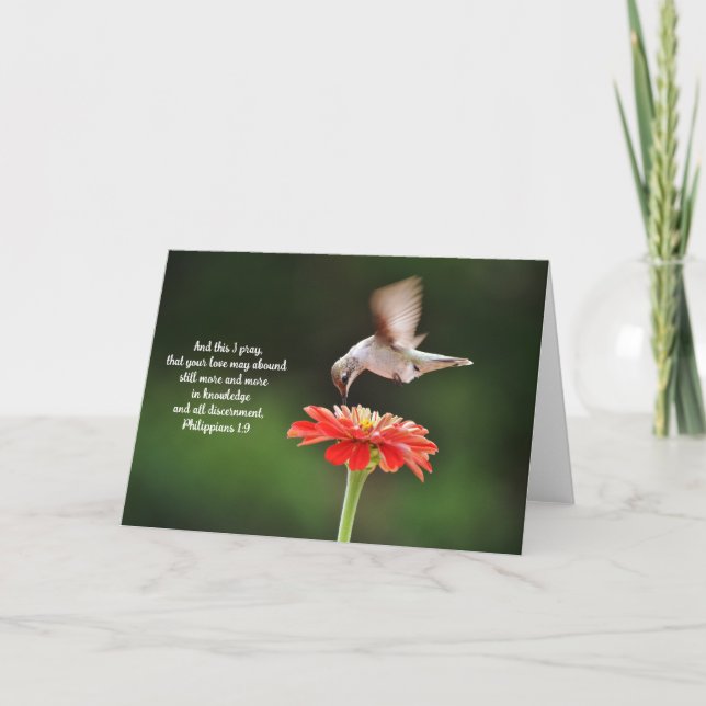 Tarjeta de escritura de la Biblia Hummingbird Love (Anverso)