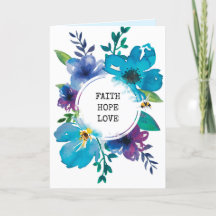 Tarjeta de escritura floral de la biblia azul acua