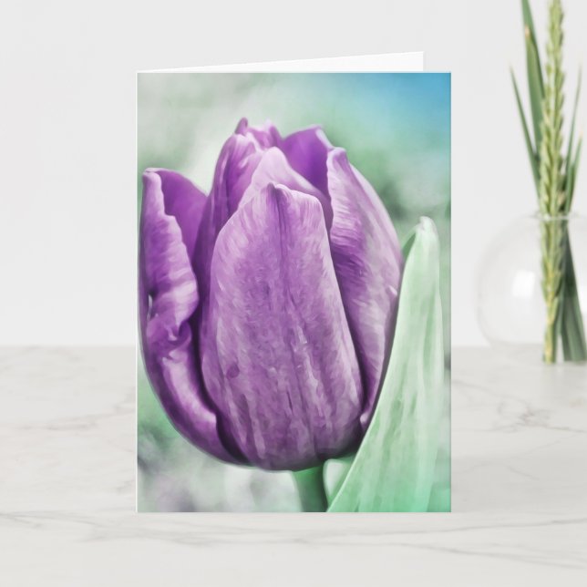 Tarjeta De Escritura Purple Tulip Close Leaf Psalm (Anverso)