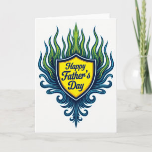 Tarjeta de escudo del Día del Padre vívida