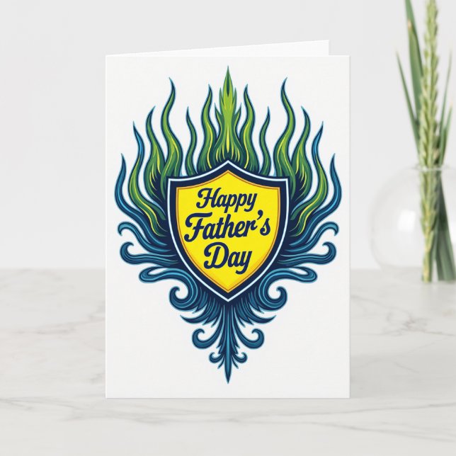 Tarjeta de escudo del Día del Padre vívida (Anverso)