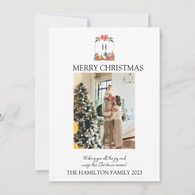 Tarjeta de Escudo Gingerbread Village con foto Nav (Anverso)