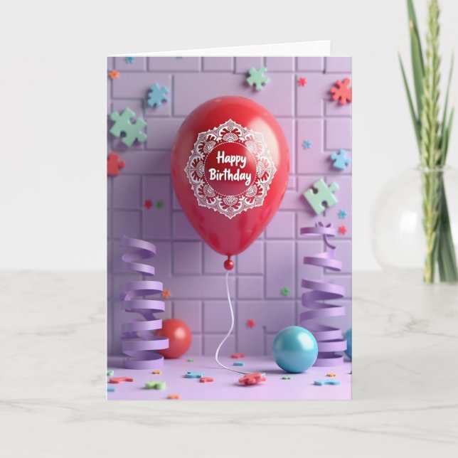 Tarjeta de esfera de mandala alegre (Anverso)