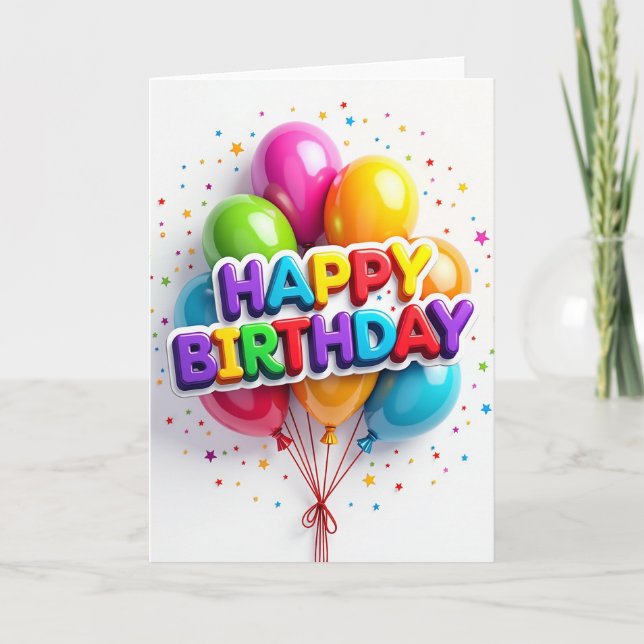 Tarjeta de Esferas de Cumpleaños Festivas (Anverso)