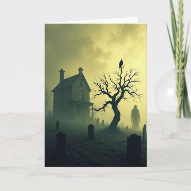 Tarjeta de Espanto de Cementerio Embrujado (Anverso)
