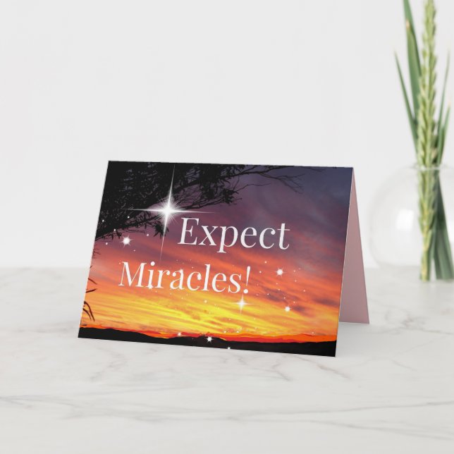 Tarjeta de espera de milagros Sparkle Sunset (Anverso)