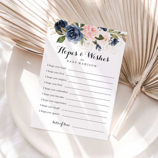 Tarjeta de espera y deseo de Baby Shower floral de (Subido por el creador)