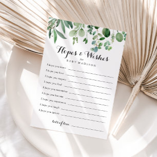 Tarjeta de esperanza y deseo de Baby Shower Green 