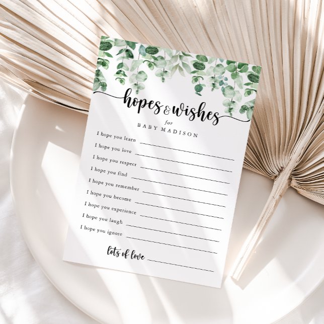 Tarjeta de esperanza y deseo de Baby Shower Green  (Subido por el creador)