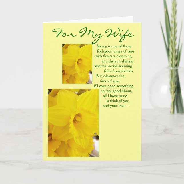 Tarjeta de esposa feliz de Pascua - Daffodis (Anverso)