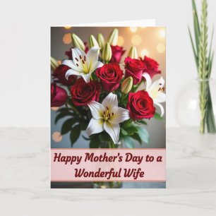 Tarjeta de esposa floral de lunares