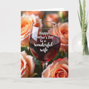 Tarjeta de Esposa Maravillosa de Vino Rosado