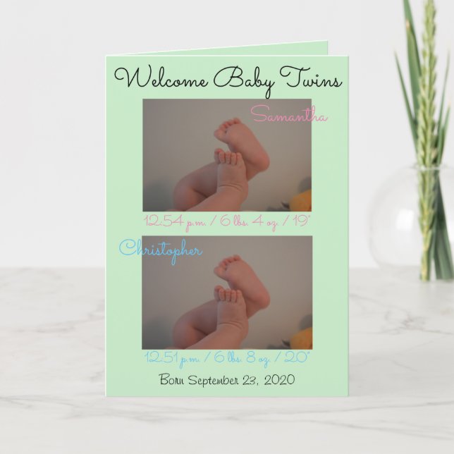 Tarjeta de Estadísticas de Nacimiento de Bienvenid (Anverso)