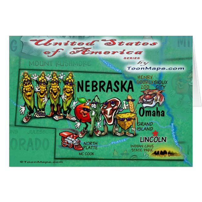 Tarjeta de Estados Unidos Nebraska (Anverso (Horizontal))