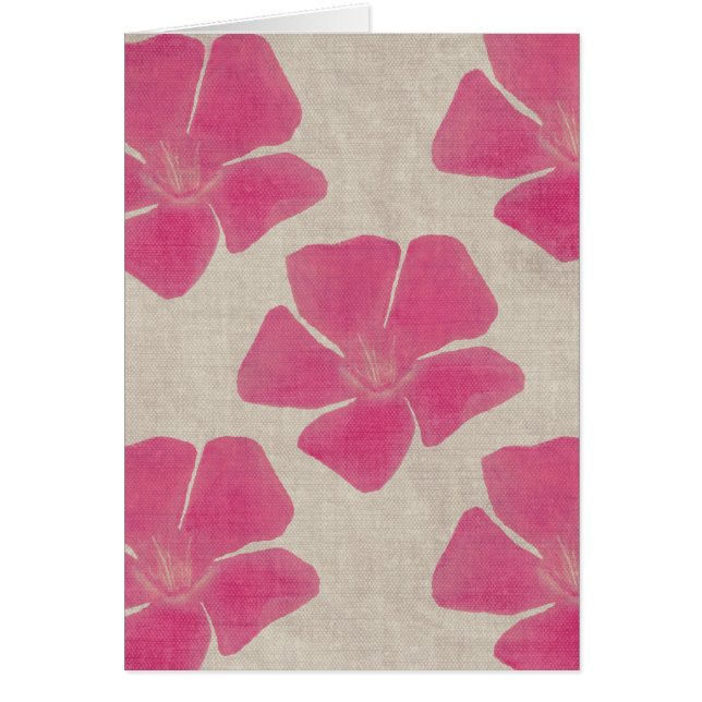 Tarjeta de estampado de plores rosada (Frente)