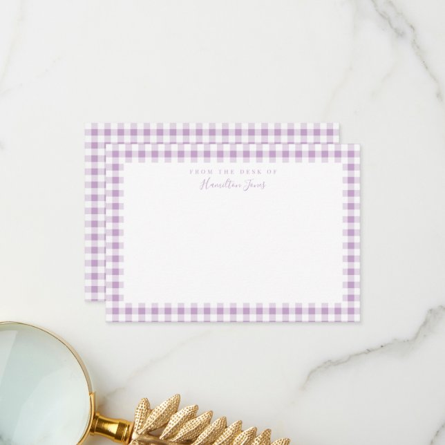 Tarjeta de estatus personal Lilac Gingham Check (Anverso/Reverso In Situ)