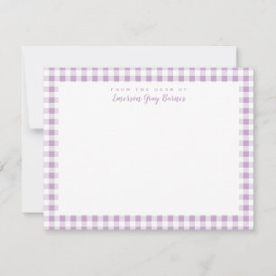 Tarjeta de estatus personal Lilac Gingham Check