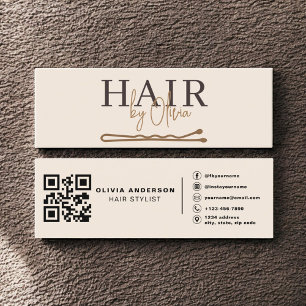 Tarjeta de estilista de cabello moderna beige neut