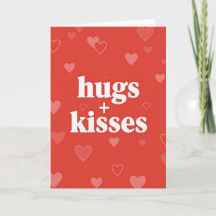 Tarjeta de estilo abrazos y besos con el corazón