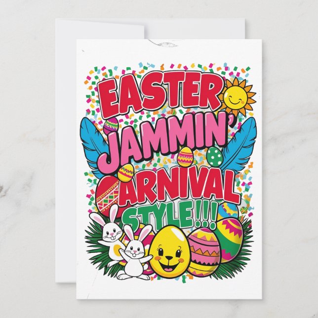 Tarjeta de estilo carnaval de Pascua Jammin' (Anverso)