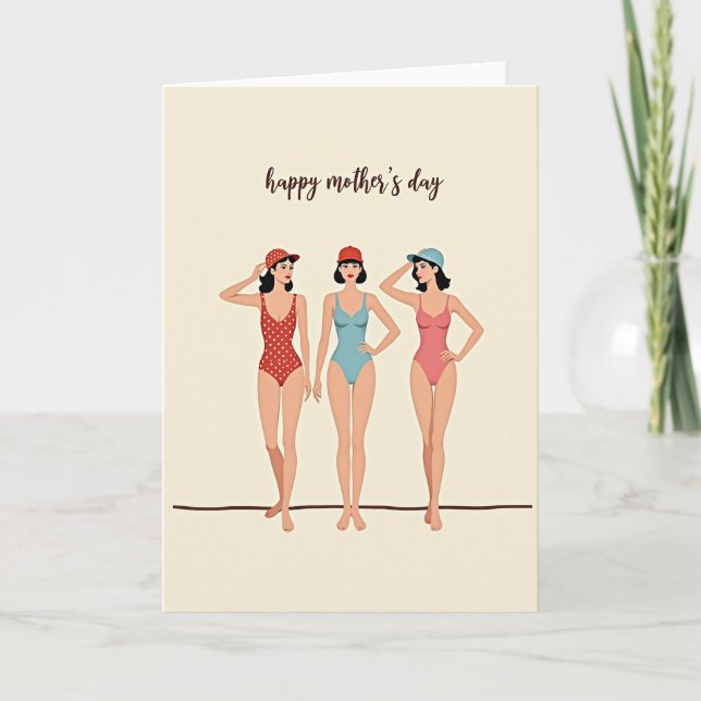 Tarjeta de estilo de verano de mamá retro (Anverso)