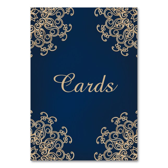 Tarjeta de estilo indio azul marino y dorado (Anverso)