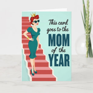 Tarjeta de estilo retro de mamá del año