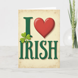 Tarjeta de estilo retro irlandés que amo