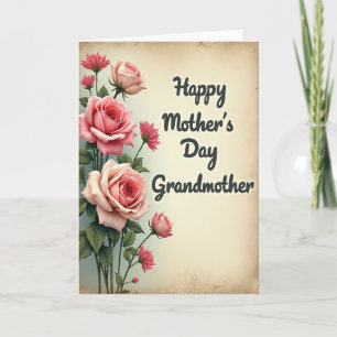 Tarjeta de estilo vintage con rosas florales