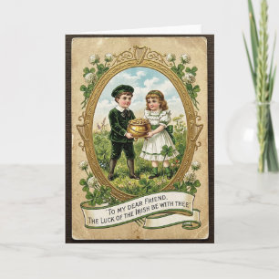 Tarjeta de estilo vintage para niños afortunados