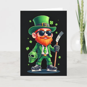Tarjeta de estrella de hockey Lucky Leprechaun