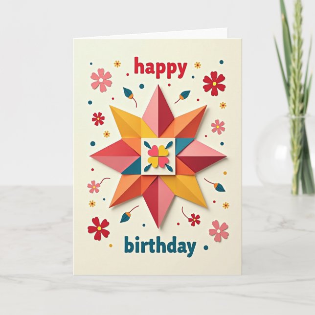 Tarjeta de estrella de papel alegre (Anverso)