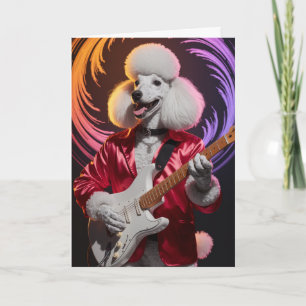 Tarjeta de estrella de rock de caniche divertido