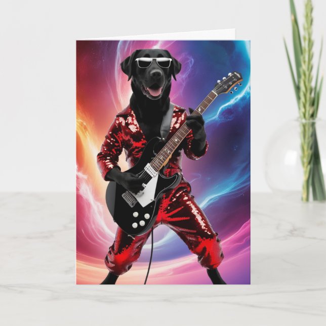Tarjeta de estrella de rock divertida de Labrador  (Anverso)