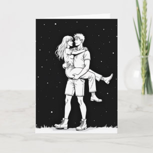 Tarjeta de estrellas de amor minimalista