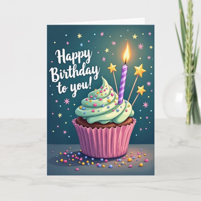Tarjeta de estrellas de deseos de cumpleaños (Anverso)