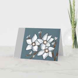 Tarjeta de estrellas de flores blancas